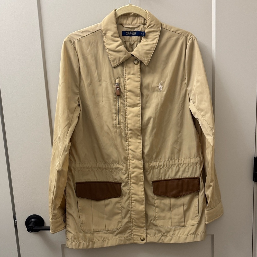 Ralph Lauren Women's Polo Golf Wind Water Resistant Beige Jacket in beige.